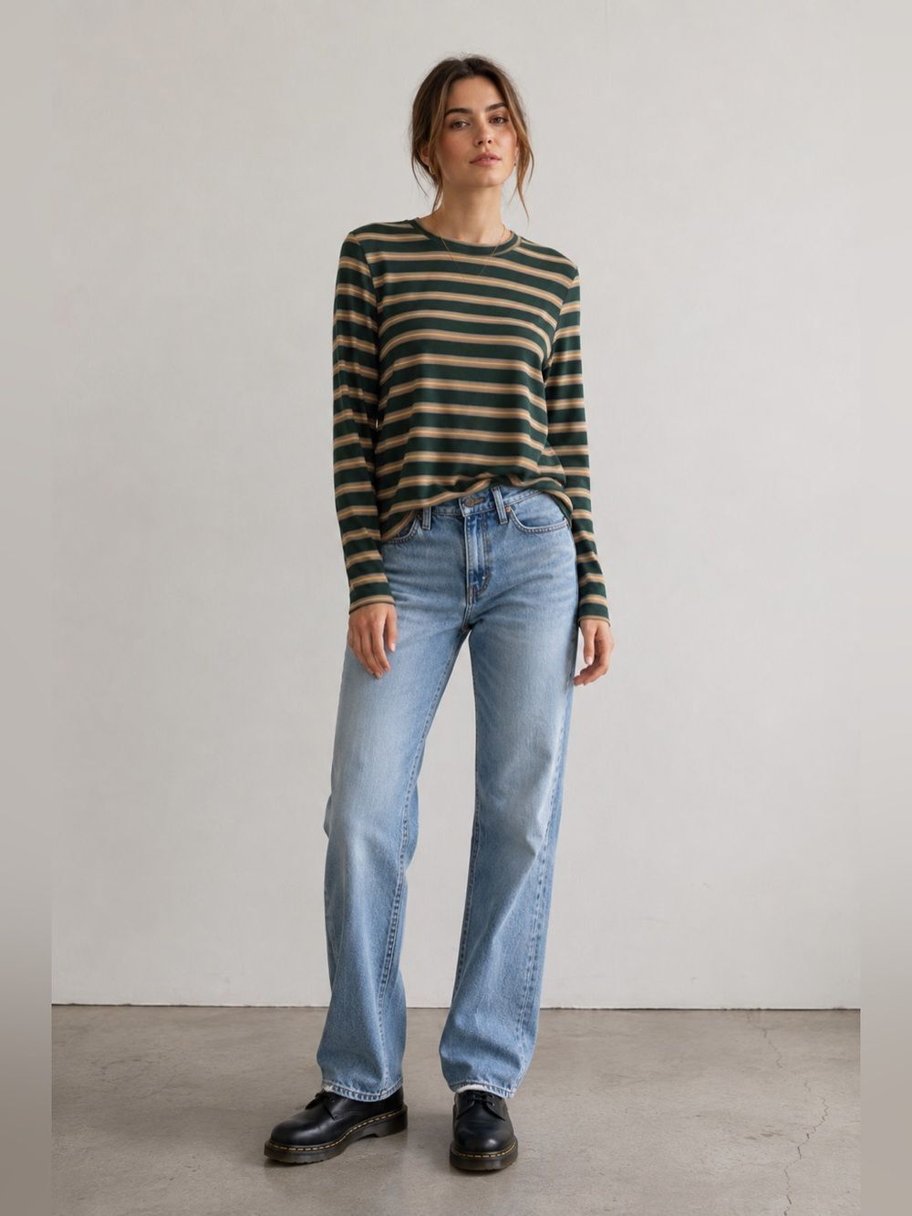 American Eagle Outfitters Top Soft T-shirt Long Sleeve Crew neck Size M Striped
